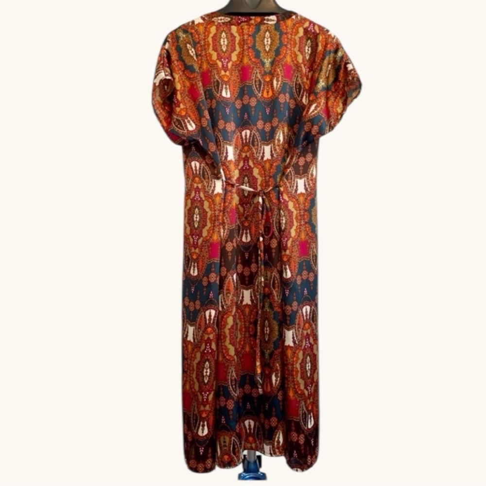 Lane Bryant Boho Medallion Maxi Dress | Tie-Front | Warm Jewel Tones | Sz 22-24 - Picture 4 of 8